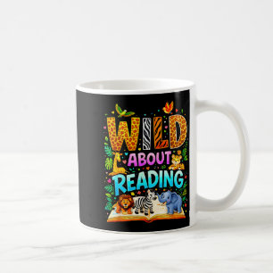 Wild about reading funny book lover bookworm coffee mug