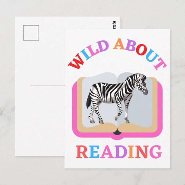 WILD ABOUT READING POSTCARD (Front/Back)