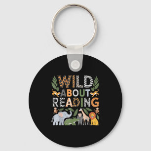 Wild about reading reading books and bookworm keychain