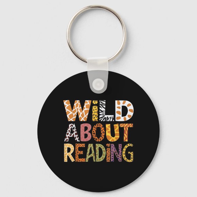 Wild About Reading Teacher Back to School Animal Keychain (Front)
