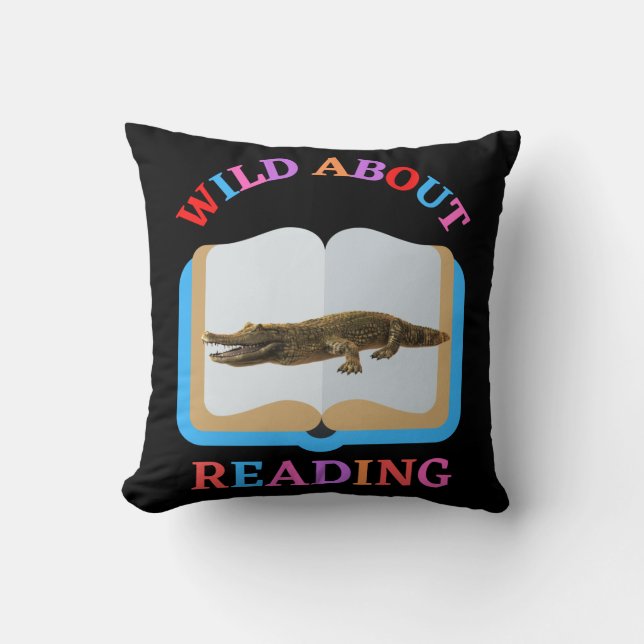 WILD ABOUT READING THROW PILLOW (Front)