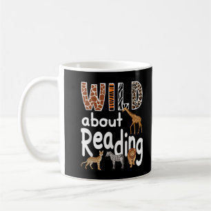 Wild About Reading Zoo Animals Cute Book Lover Coffee Mug