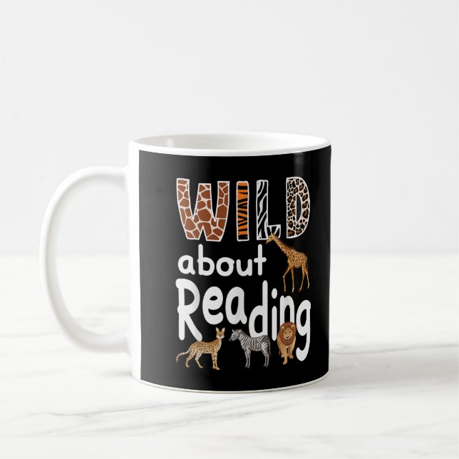Wild About Reading Zoo Animals Cute Book Lover  Coffee Mug (Left)