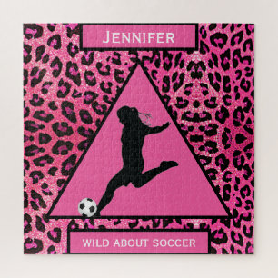 Wild About Soccer Girls Pink Jigsaw Puzzle