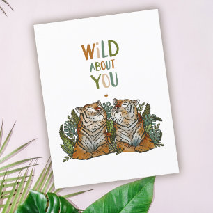 Wild About You Tiger Love Valentine Postcard