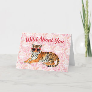 Wild About You Tiger Watercolor Thank You Card