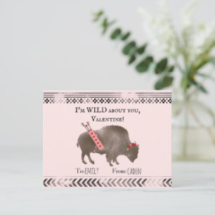 Wild About You Valentine Bison Buffalo Cupid Postcard