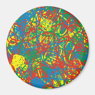 Wild Abstract Art Yellow Blue Red Green Hot Mess Magnet