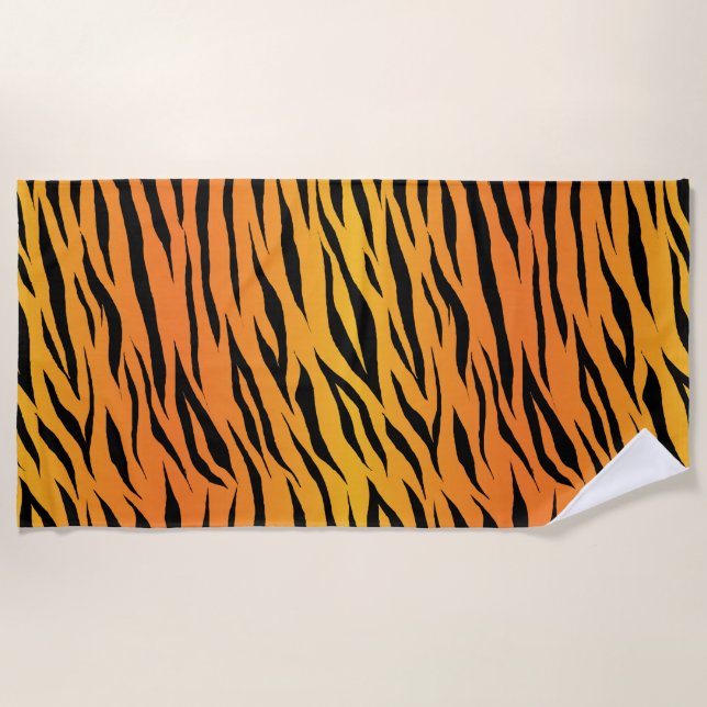 Wild Abstract elegant tiger stripes skin pattern Beach Towel (Front)
