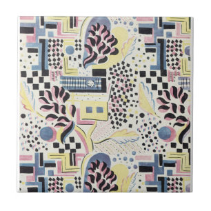 WIld Abstract in Pink and Blue Tile