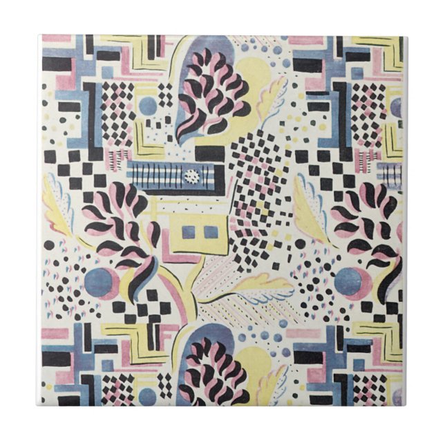 WIld Abstract in Pink and Blue Tile (Front)