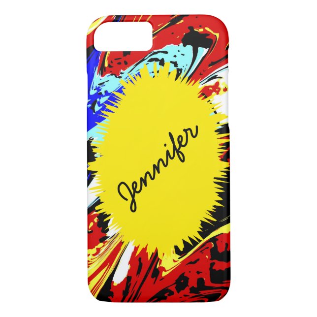 Wild Abstract & Yellow, Personalized Name, Case-Mate iPhone Case (Back)