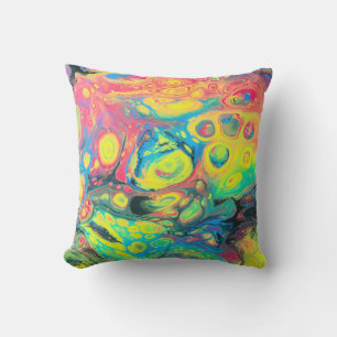 Wild Acrylic Fluid Art Abstract Outdoor Pillow