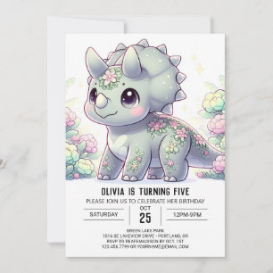 Wild Adorable Dinosaur Digital Birthday Invitation