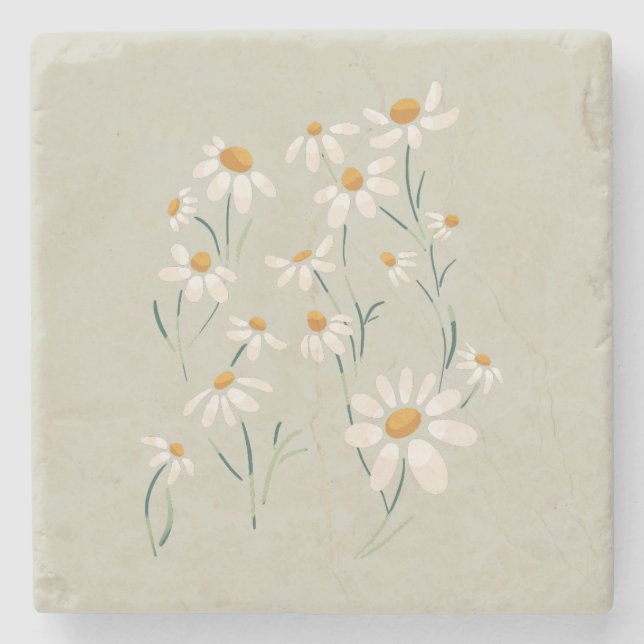 Wild Aesthetic Chamomile Camomile Delicate Flowers Stone Coaster (Front)