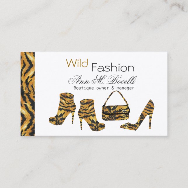 Wild Africa Posh Chic Cougar Fashion Designer Business Card (Front)