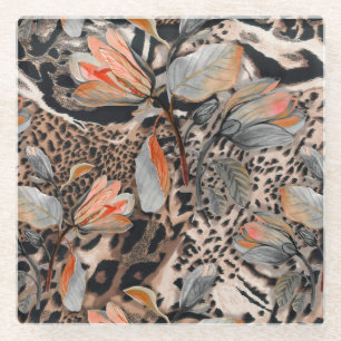 Wild African Animal Skin Pattern Glass Coaster