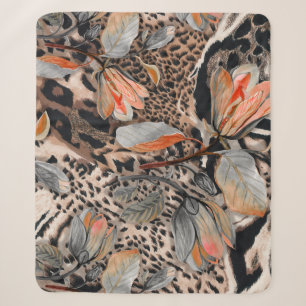 Wild African Animal Skin Pattern Sherpa Blanket