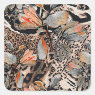 Wild African Animal Skin Pattern Square Sticker