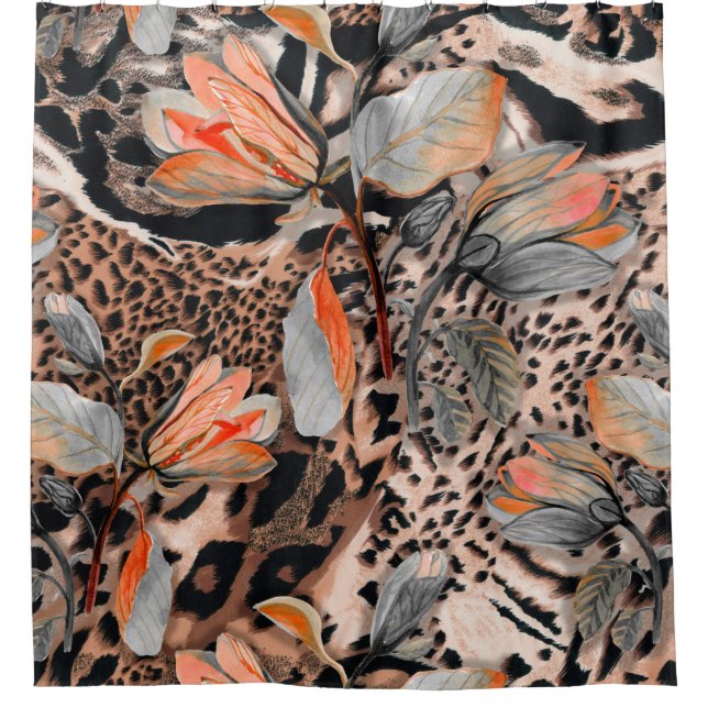 Wild african animal skin with browm flowers patter (Front)