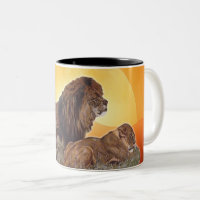 Wild African cats lioness and lion