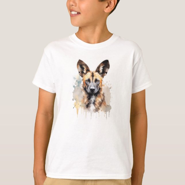 Wild African Dog Watercolor T-Shirt (Front)