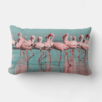 Wild African flamingos Lumbar Pillow