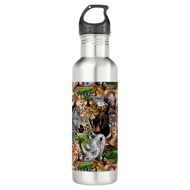Wild African Savanna Animals 710 Ml Water Bottle (Front)