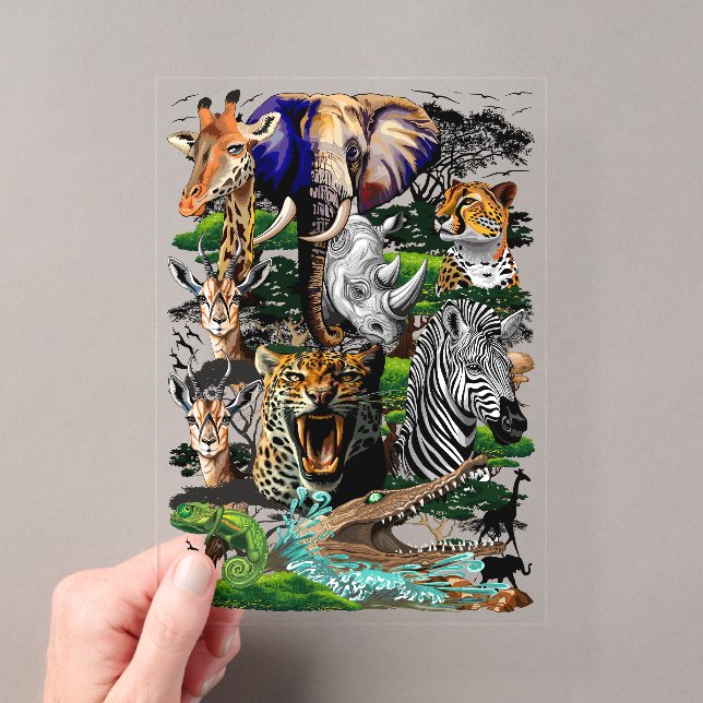 Wild African Savanna Animals Acrylic Invitations (Insitu (Handheld))