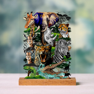 Wild African Savanna Animals Acrylic Sign