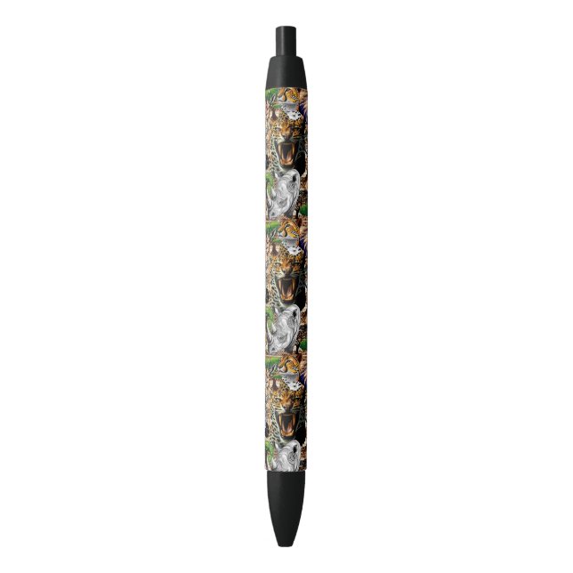 Wild African Savanna Animals Black Ink Pen (Front Vertical)