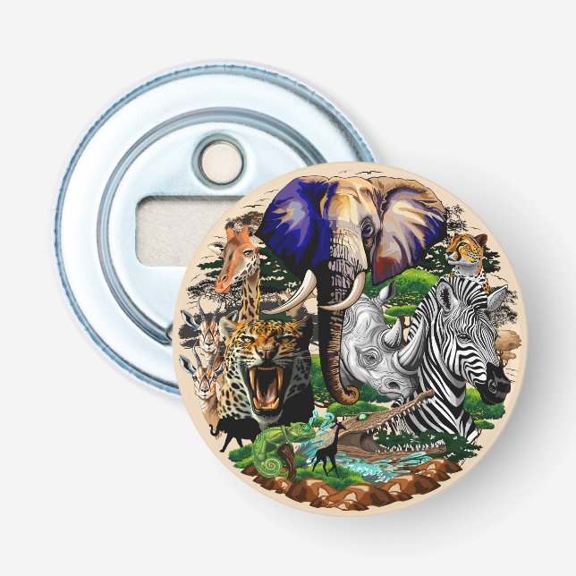 Wild African Savanna Animals Bottle Opener (Front)