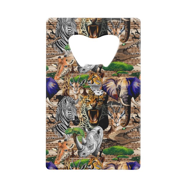Wild African Savanna Animals Credit Card Bottle Opener (Front)