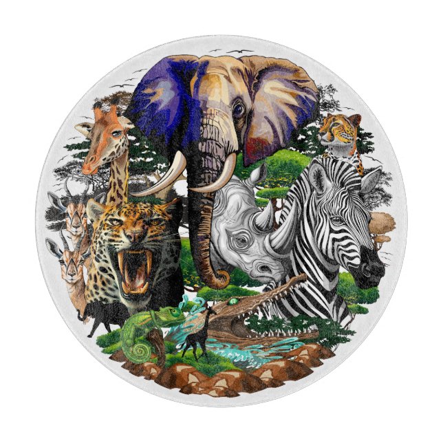 Wild African Savanna Animals Cutting Board (Front)