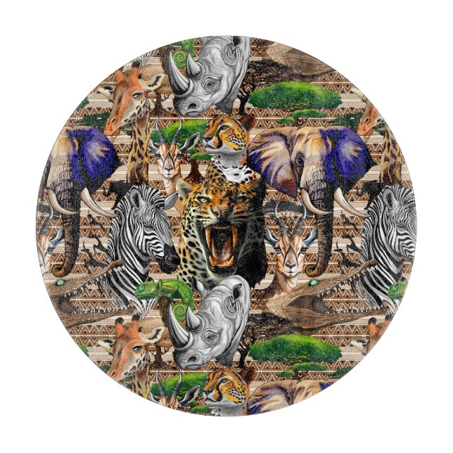 Wild African Savanna Animals Cutting Board (Front)