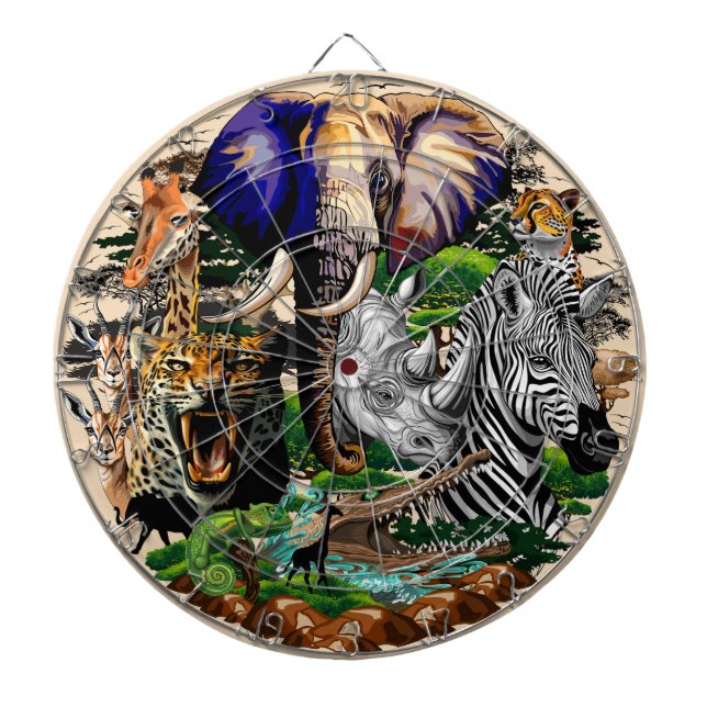 Wild African Savanna Animals Dartboard (Front)