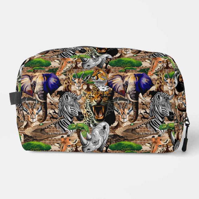 Wild African Savanna Animals Dopp Kit (Front)