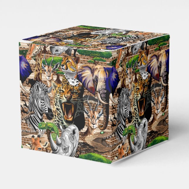 Wild African Savanna Animals Favor Box (Front Side)