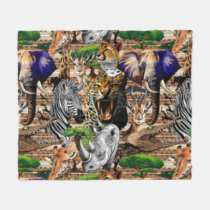 Wild African Savanna Animals Fleece Blanket