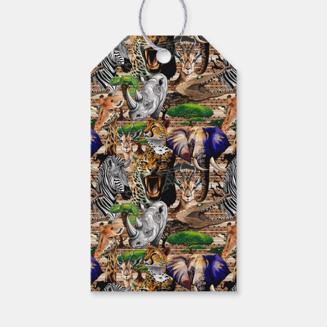 Wild African Savanna Animals Gift Tags (Front)