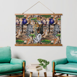 Wild African Savanna Animals Hanging Tapestry