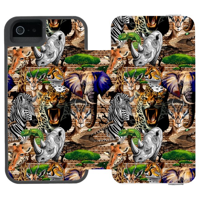 Wild African Savanna Animals Incipio iPhone Wallet Case (Folio Open)