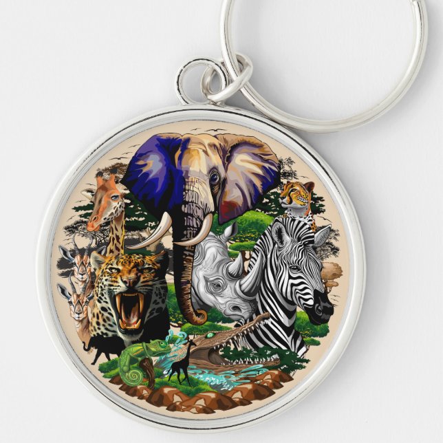 Wild African Savanna Animals Keychain (Front)