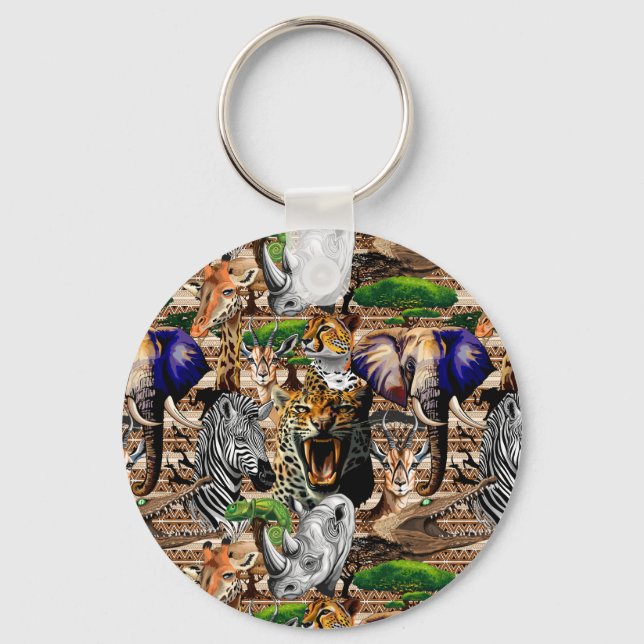 Wild African Savanna Animals Keychain (Front)