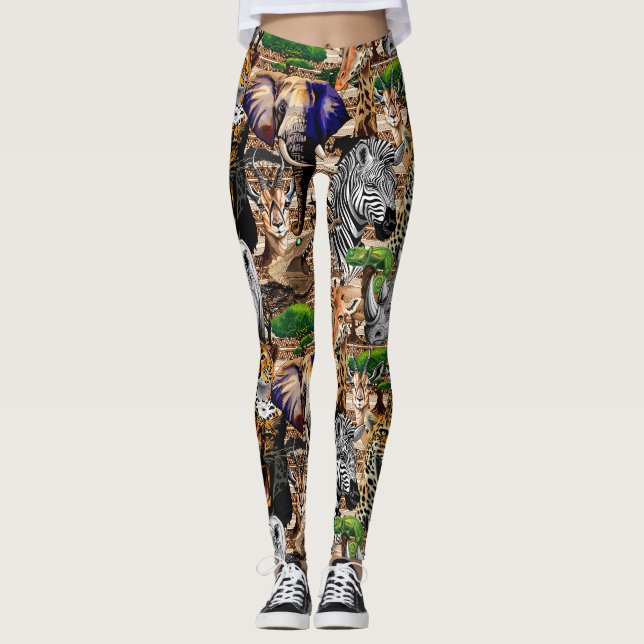 Wild African Savanna Animals Leggings (Front)