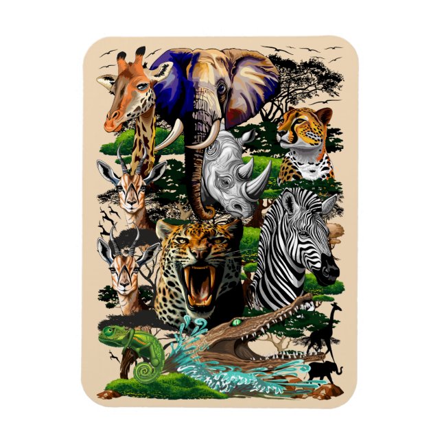 Wild African Savanna Animals Magnet (Vertical)