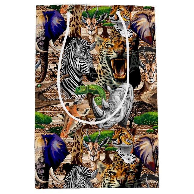 Wild African Savanna Animals Medium Gift Bag (Front)