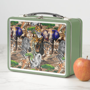 Wild African Savanna Animals Metal Lunch Box