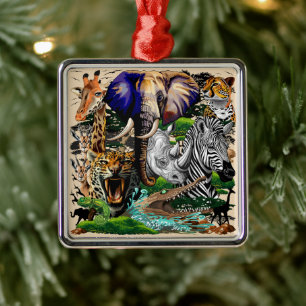 Wild African Savanna Animals Metal Ornament