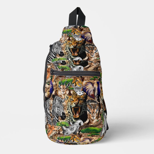 Wild African Savanna Animals Sling Bag (Front)